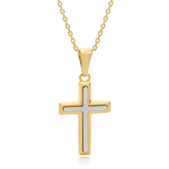 Men's Two Tone Gold Cross Necklace