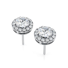 Round Diamond Halo Stud Earrings