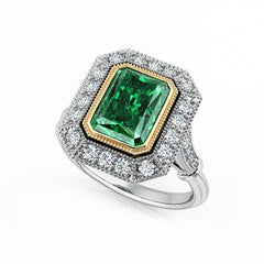 Emerald & Diamond Art Deco Cocktail Ring