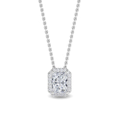 Radiant Cut Lab Grown Diamond Halo Pendant