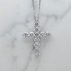 18k White Gold Lab Grown Diamond Cross Pendant & Chain