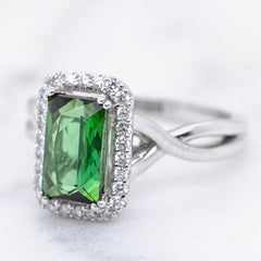 Green Tourmaline and Diamond Cocktail Ring