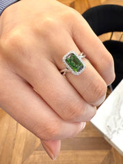 Green Tourmaline and Diamond Cocktail Ring