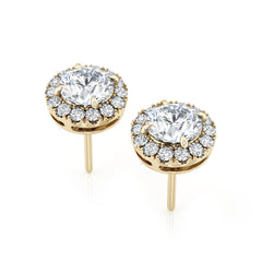 Round Diamond Halo Stud Earrings