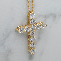 18k Yellow Gold Lab Grown Diamond Cross Pendant & Chain