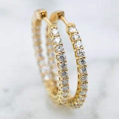 18k Yellow Gold Lab Grown Diamond Hoop Earrings