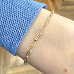 Yellow Gold Paperclip Bracelet