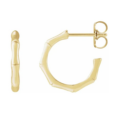 Bamboo Design Gold Hoop Earrings