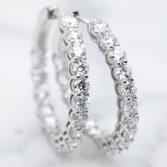 18k White Gold Lab Grown Diamond Hoop Earrings