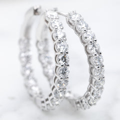 18k White Gold Lab Grown Diamond Hoop Earrings