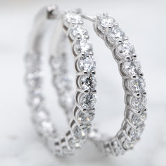 18k White Gold Lab Grown Diamond Hoop Earrings