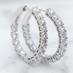 18k White Gold Lab Grown Diamond Hoop Earrings