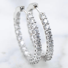 18k White Gold Lab Grown Diamond Hoop Earrings