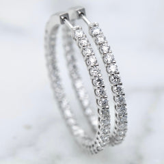 18k White Gold Lab Grown Diamond Hoop Earrings