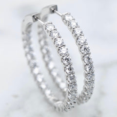 18k White Gold Lab Grown Diamond Hoop Earrings